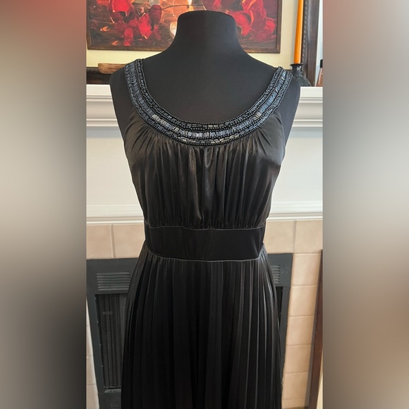 Studio Y Black Beaded Evening Dress with tie back. Size Large - Picture 3 of 4
